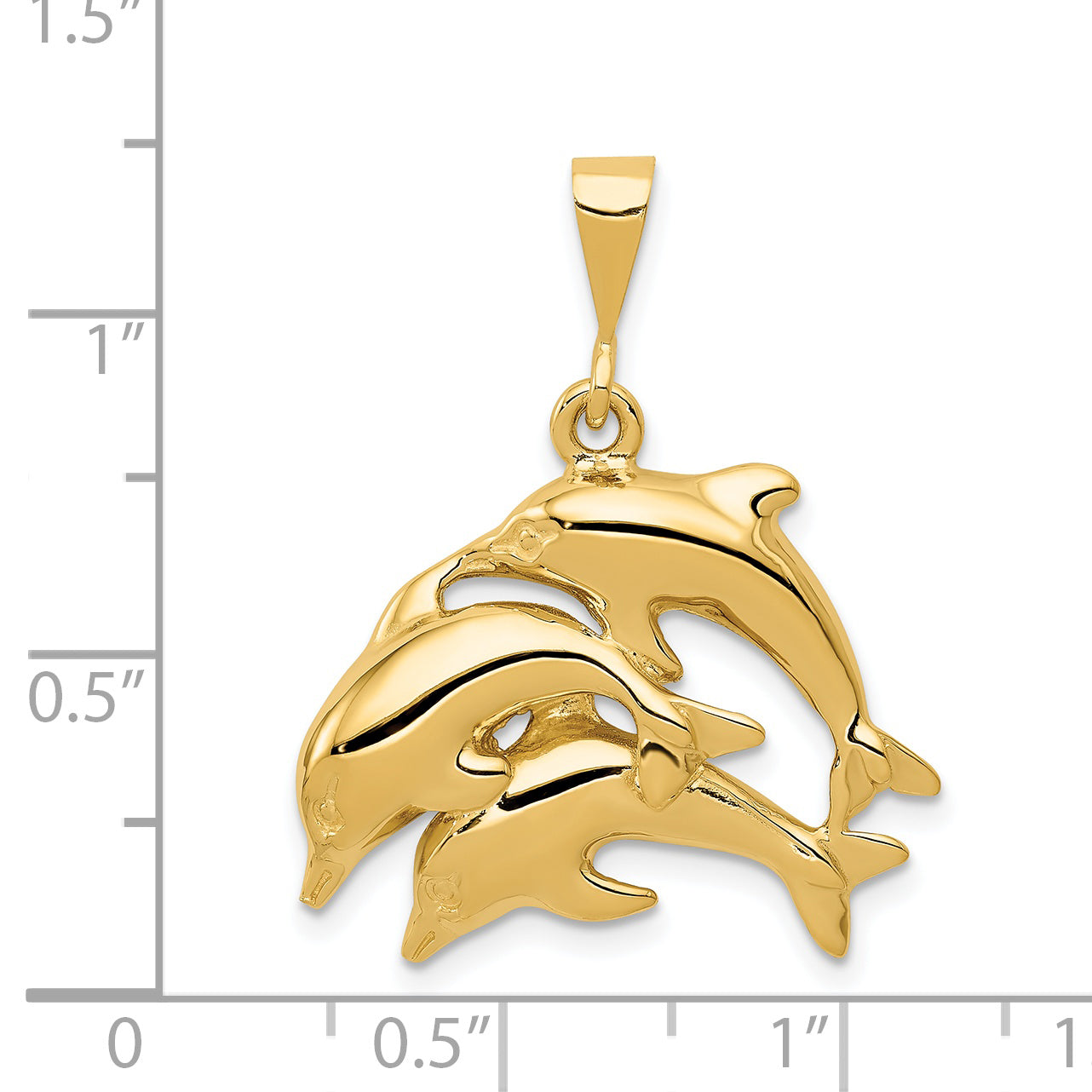 14k Polished Three Dolphin Charm C494