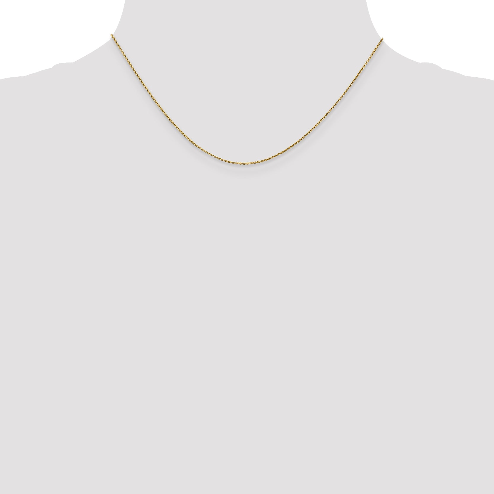 14K 26 inch .9mm Diamond-cut Round Open Link Cable with Lobster Clasp Chain PEN326