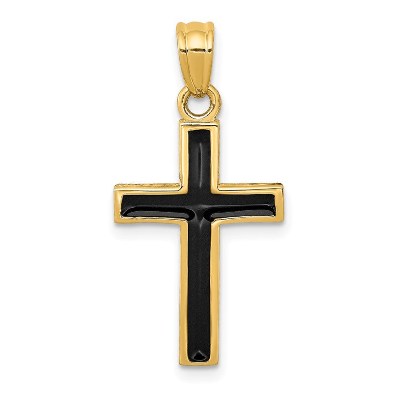 14k Black Epoxy Latin Cross Pendant XR563