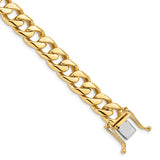 14K 20 inch 9.7mm Hand Polished Flat Beveled Curb Link with Box Catch Clasp Chain LK133