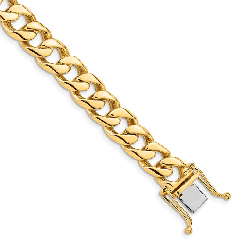 14K 20 inch 9.7mm Hand Polished Flat Beveled Curb Link with Box Catch Clasp Chain LK133
