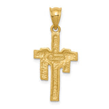 14k Satin Draped Cross Pendant C227