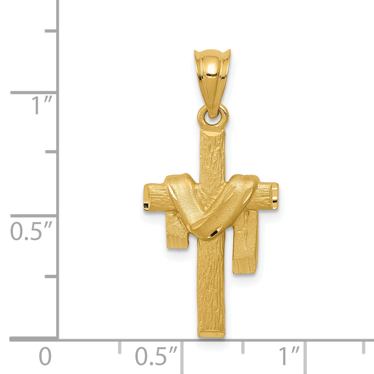 14k Satin Draped Cross Pendant C227