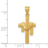 14k Satin Draped Cross Pendant C227