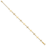 14k Polished and Diamond-cut Crosses 7 inch Bracelet Plus 1 inch Extender FB1498