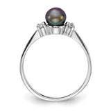 14k White Gold 5mm Black FW Cultured Pearl VS Diamond ring X9742BP/VS