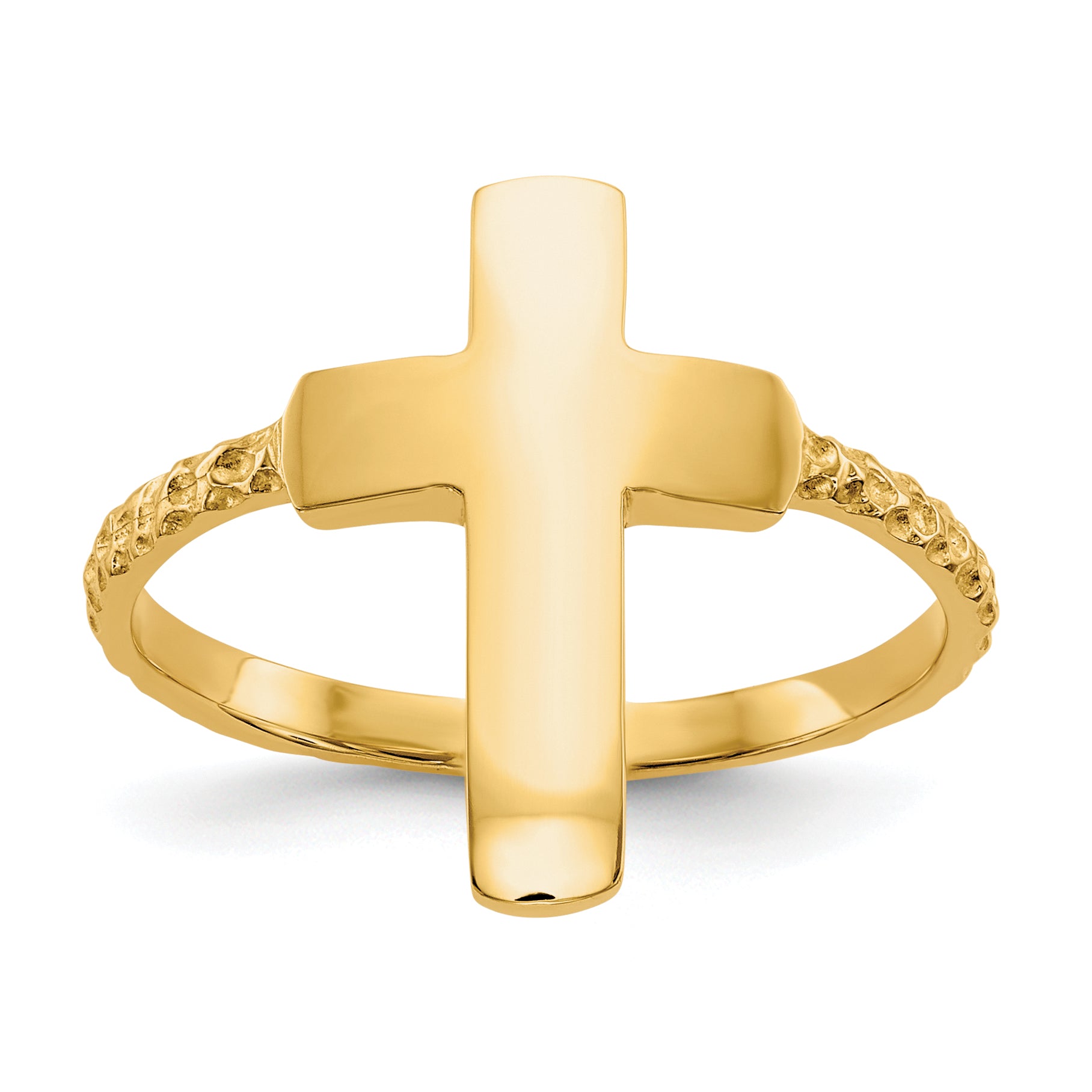 14k Polished and Textured Cross Ring K5740
