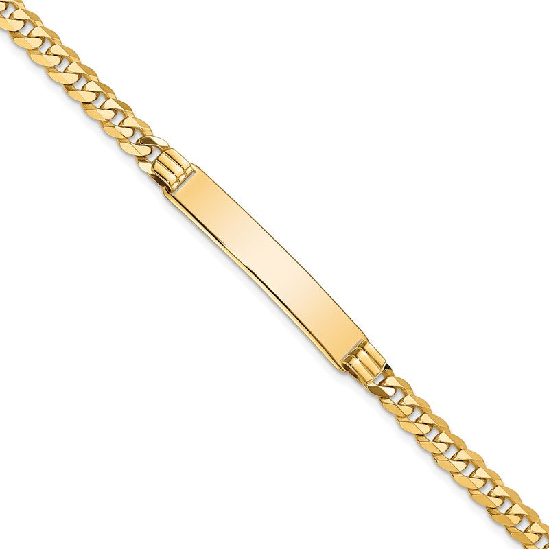 14k Polished Solid Chain/Solid Plate Curb Link 34x7mm Plate 7 inch ID Bracelet LID63