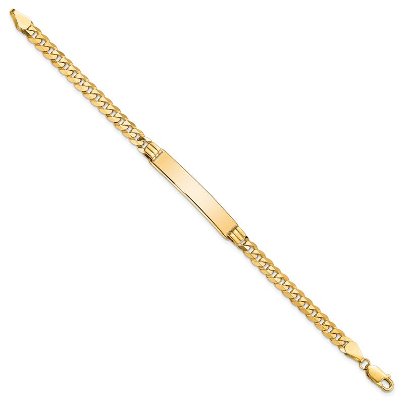 14k Polished Solid Chain/Solid Plate Curb Link 34x7mm Plate 7 inch ID Bracelet LID63