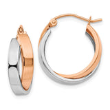 14k Rose and White Gold Polished Oval Hoop Earrings TH767