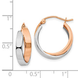 14k Rose and White Gold Polished Oval Hoop Earrings TH767