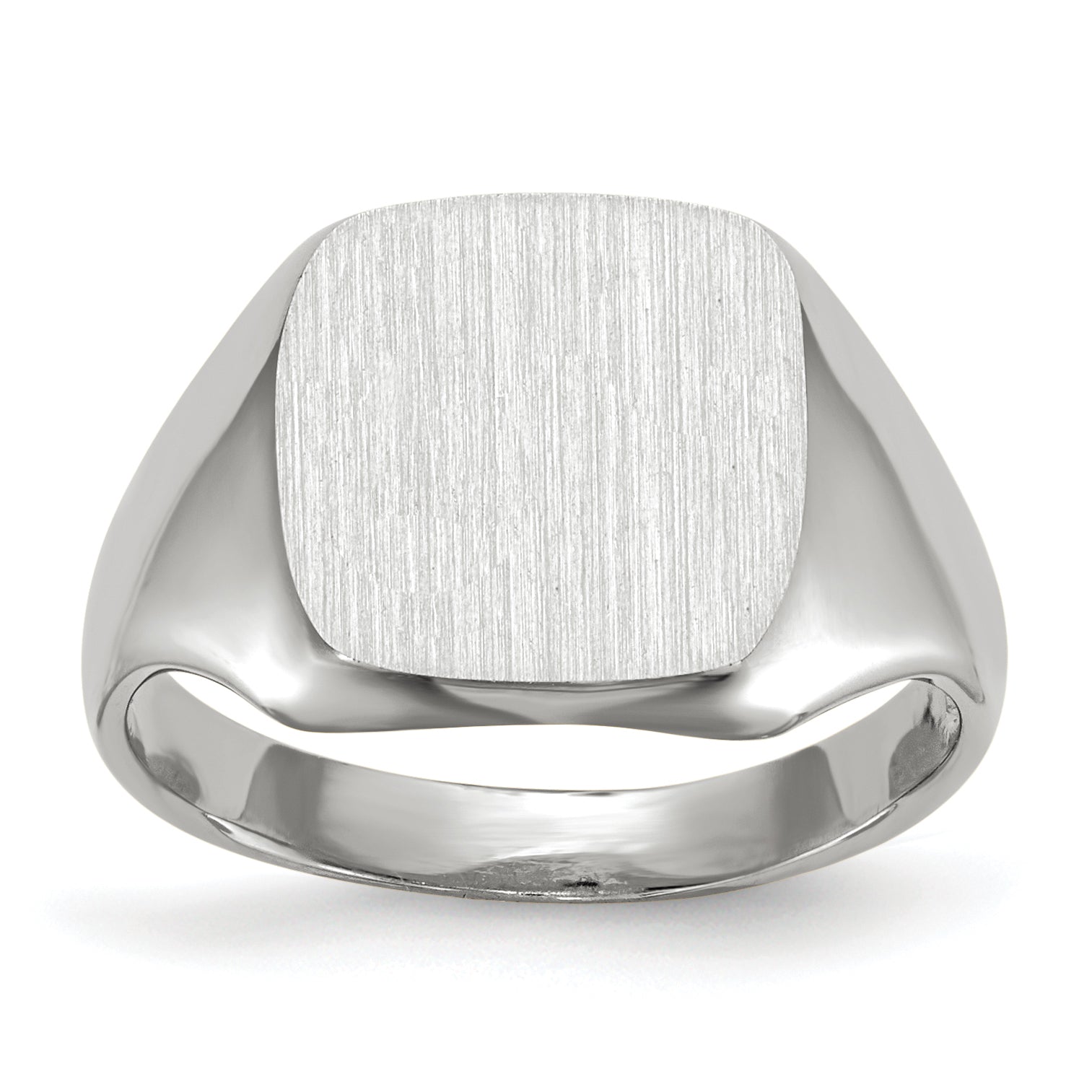 14k White Gold 10.5x11.0mm Cushion Open Back Signet Ring RS606