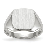 14k White Gold 10.5x11.0mm Cushion Open Back Signet Ring RS606