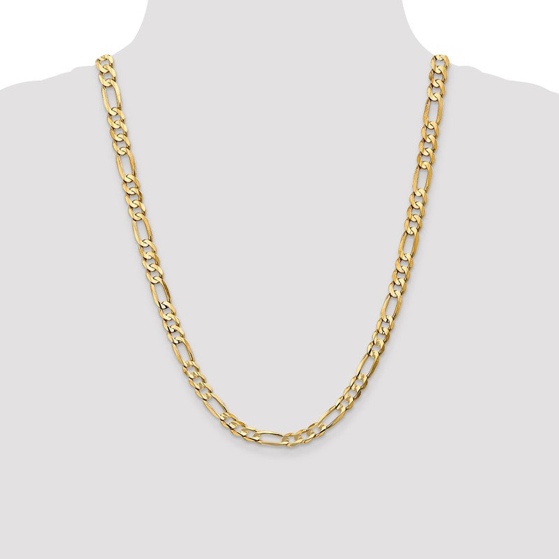 14K 26 inch 6.75mm Concave Open Figaro with Lobster Clasp Chain LFG180