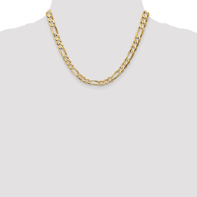 14K 26 inch 6.75mm Concave Open Figaro with Lobster Clasp Chain LFG180