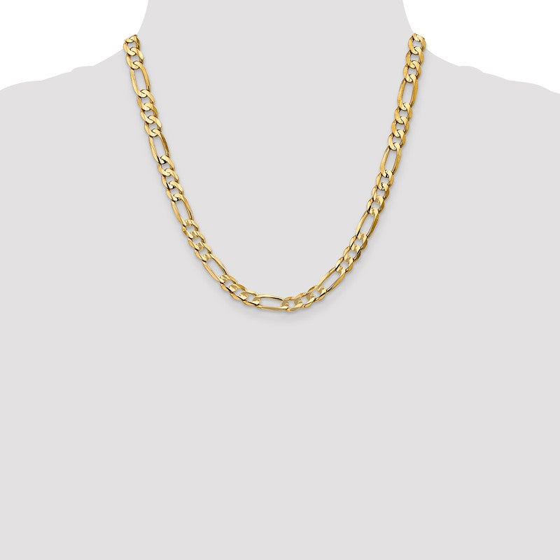 14K 26 inch 6.75mm Concave Open Figaro with Lobster Clasp Chain LFG180