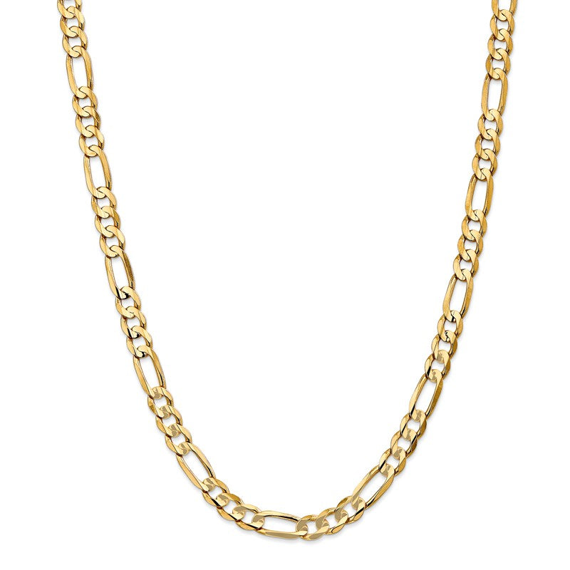 14K 26 inch 6.75mm Concave Open Figaro with Lobster Clasp Chain LFG180