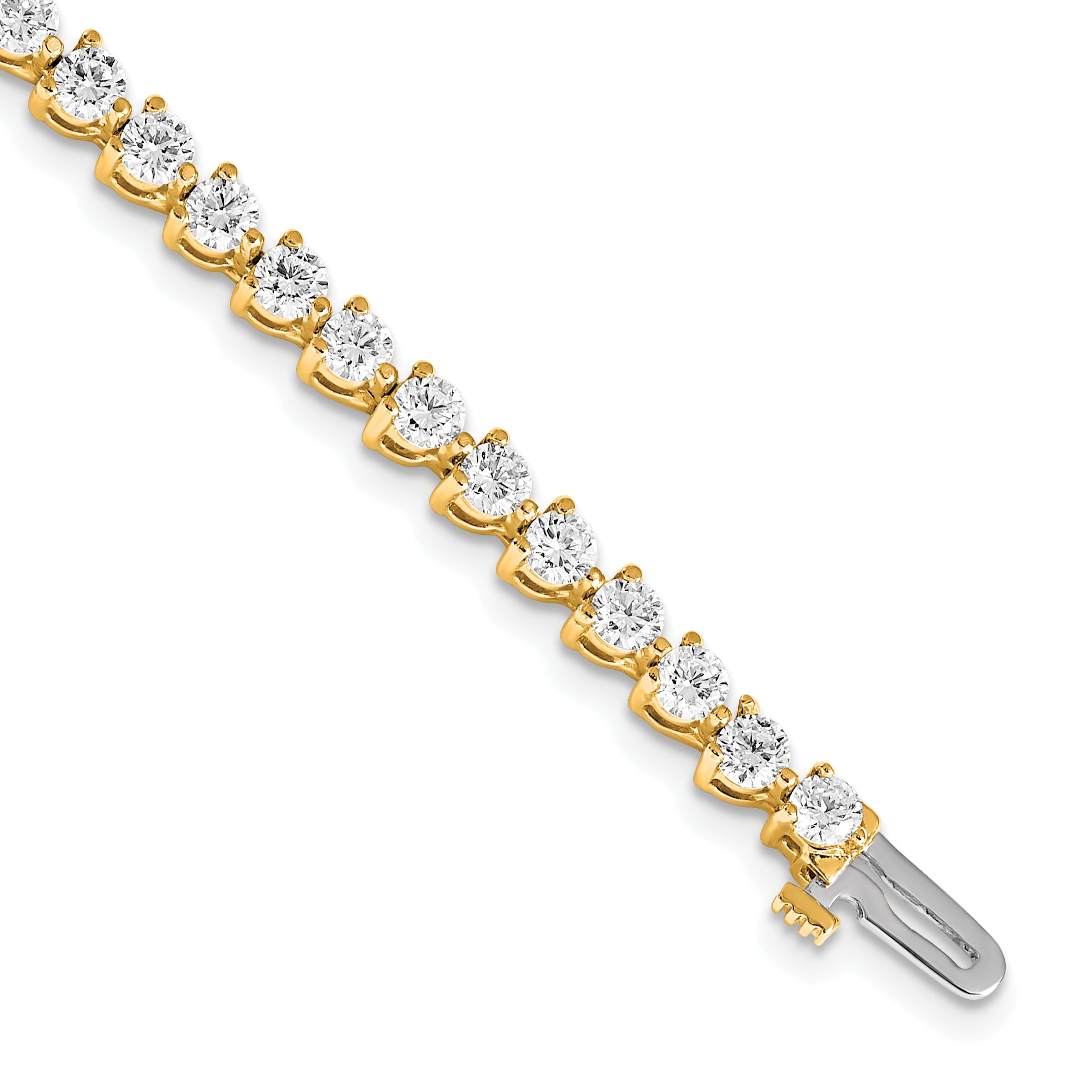 14k Complete 4.73 carat Round AAA Diamond 3-prong 7 inch Tennis Bracelet X2840AAA