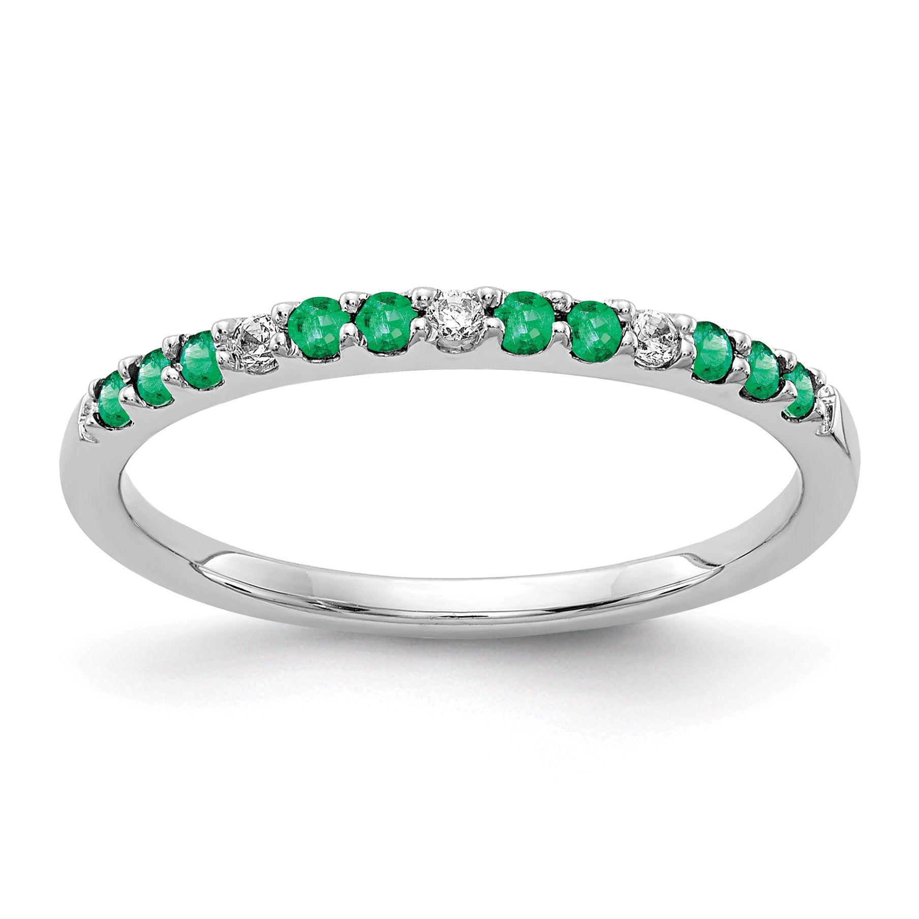 14k White Gold Diamond and Emerald Band RM5737