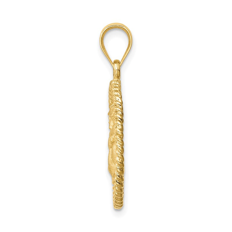 14K Brushed Angel Round Pendant D4547