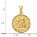 14K Brushed Angel Round Pendant D4547
