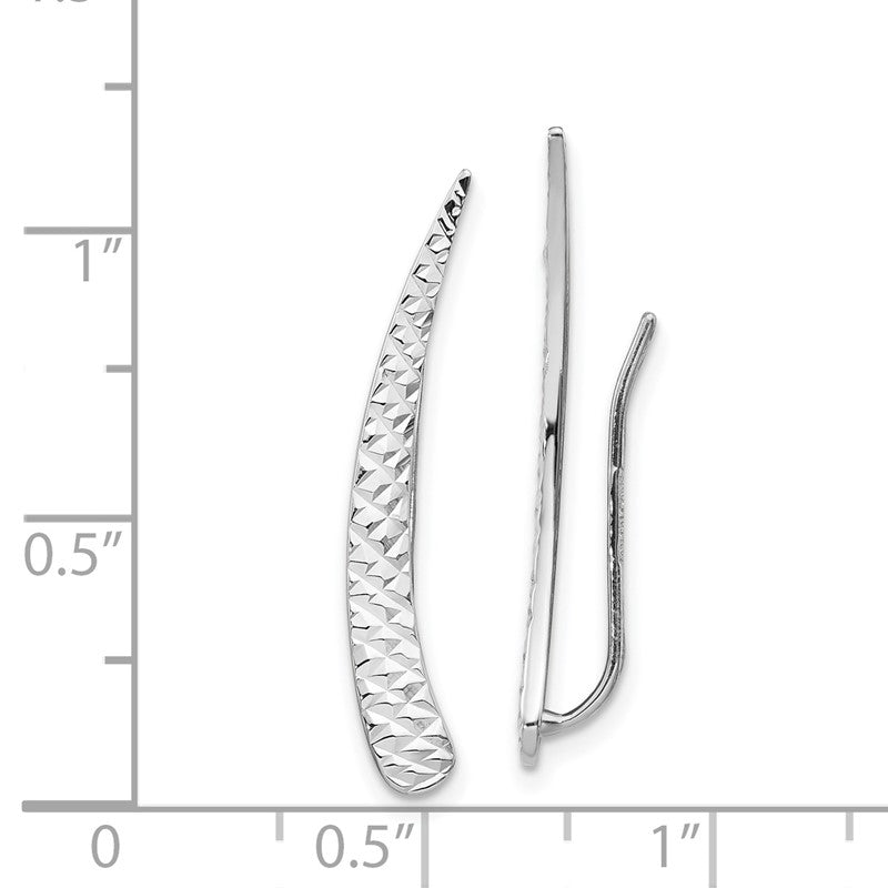 14k White Gold Polished Textured Pointed Ear Climber Earrings TL1035