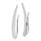 14k White Gold Polished Textured Pointed Ear Climber Earrings TL1035