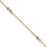 14K Two-tone Fancy Twist 5-Station 9 inch Plus 1 inch Extender - Total 10 inch Anklet ANK271