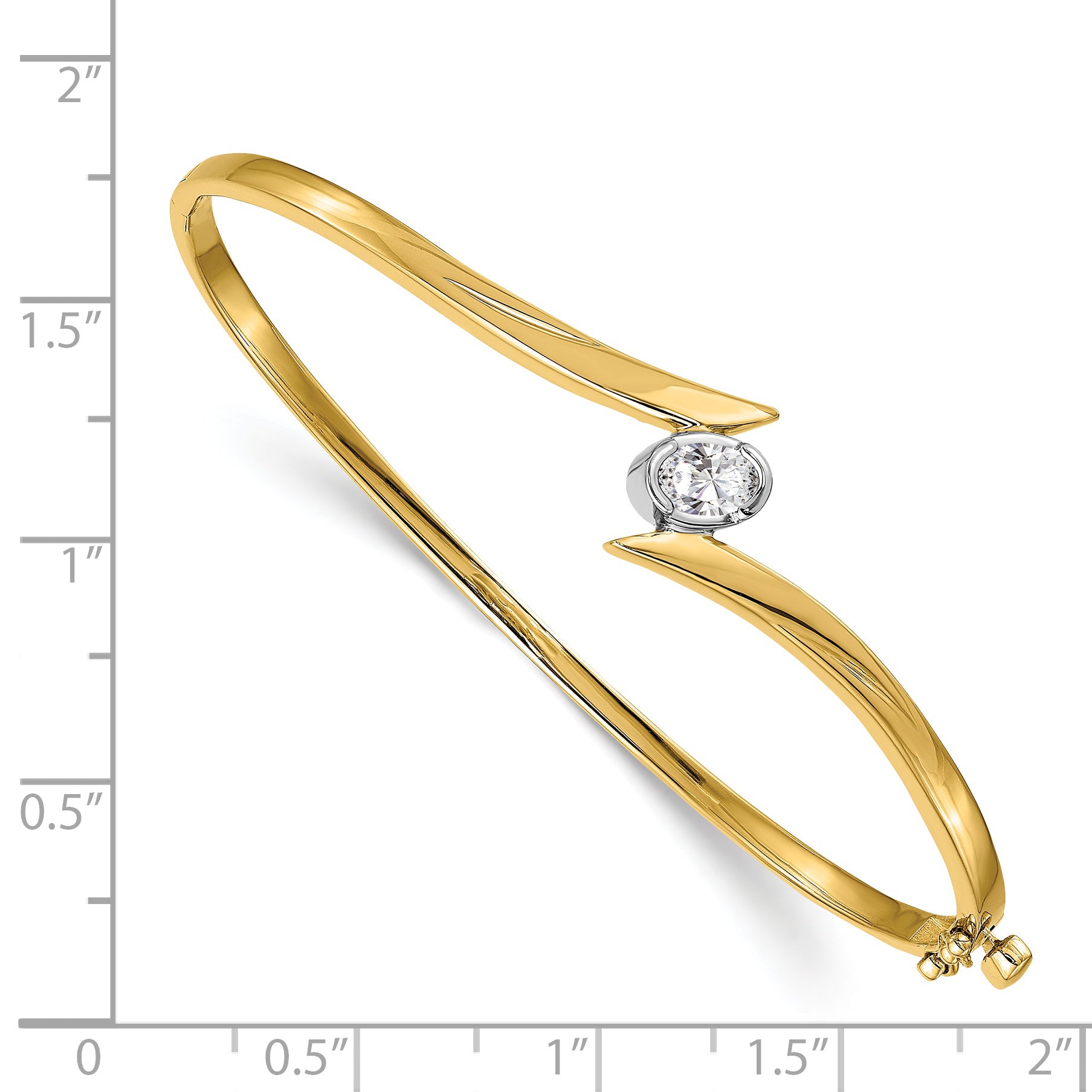14k Two-tone Complete 3/8 carat Oval  AAA Diamond Hinged Oval Bangle Bracelet XB268AAA