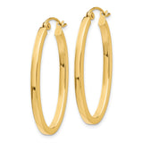 14k 2x30mm Polished Oval Tube Hoop Earrings TL240