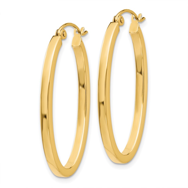 14k 2x30mm Polished Oval Tube Hoop Earrings TL240
