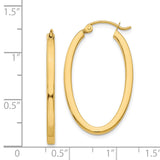 14k 2x30mm Polished Oval Tube Hoop Earrings TL240