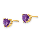 14k 6mm Heart Amethyst Post Earrings XE98AM