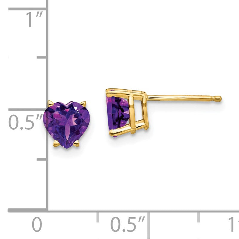 14k 6mm Heart Amethyst Post Earrings XE98AM
