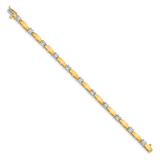 14k Two-tone Complete 2.75 carat Round A Diamond Curved Bar Link 7 inch Tennis Bracelet X2363A
