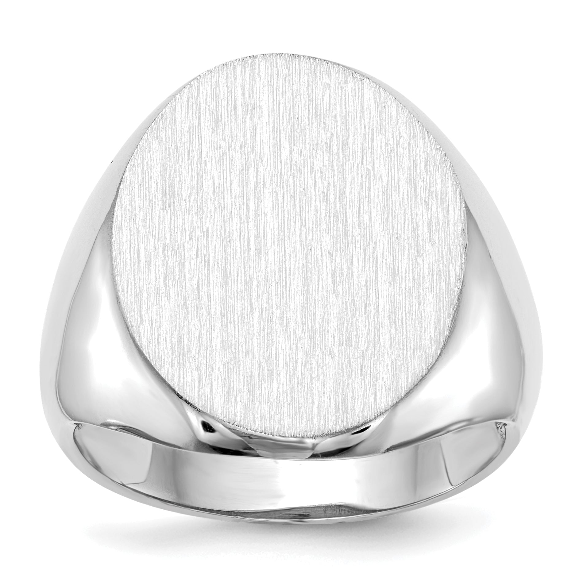 14k White Gold 16.0x20.5mm Oval Open Back Signet Ring RS546