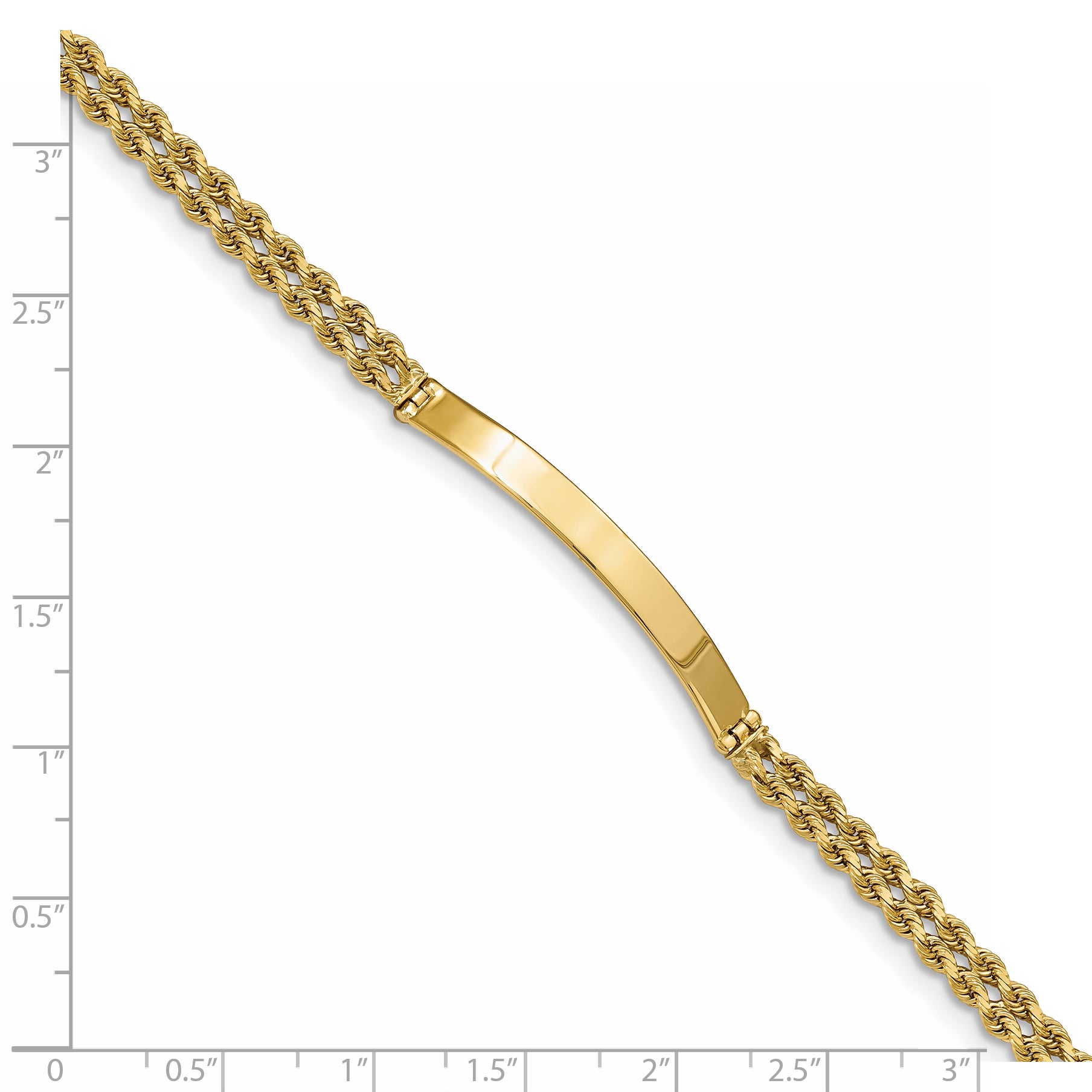 14k Polished Solid Chain/Solid Plate Two-Strand Rope 39.5x5mm Plate 7 inch ID Bracelet 018SD