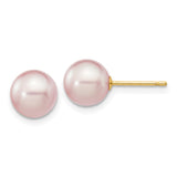 14k 7-8mm Purple Round Freshwater Cultured Pearl Stud Post Earrings X70PPU