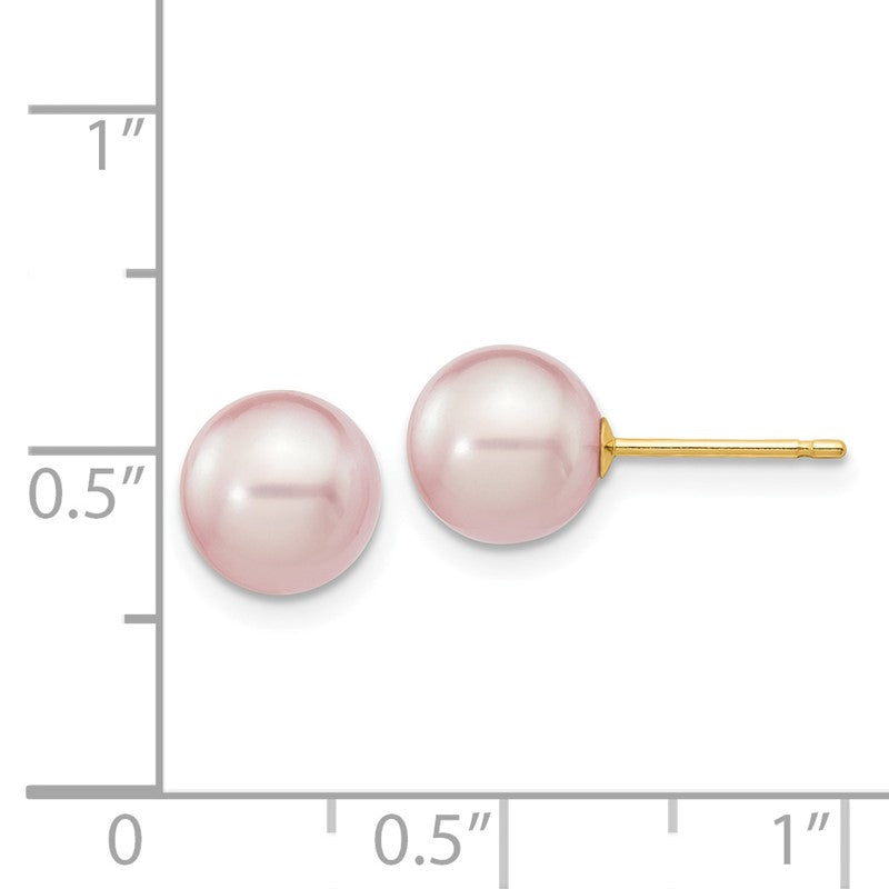 14k 7-8mm Purple Round Freshwater Cultured Pearl Stud Post Earrings X70PPU