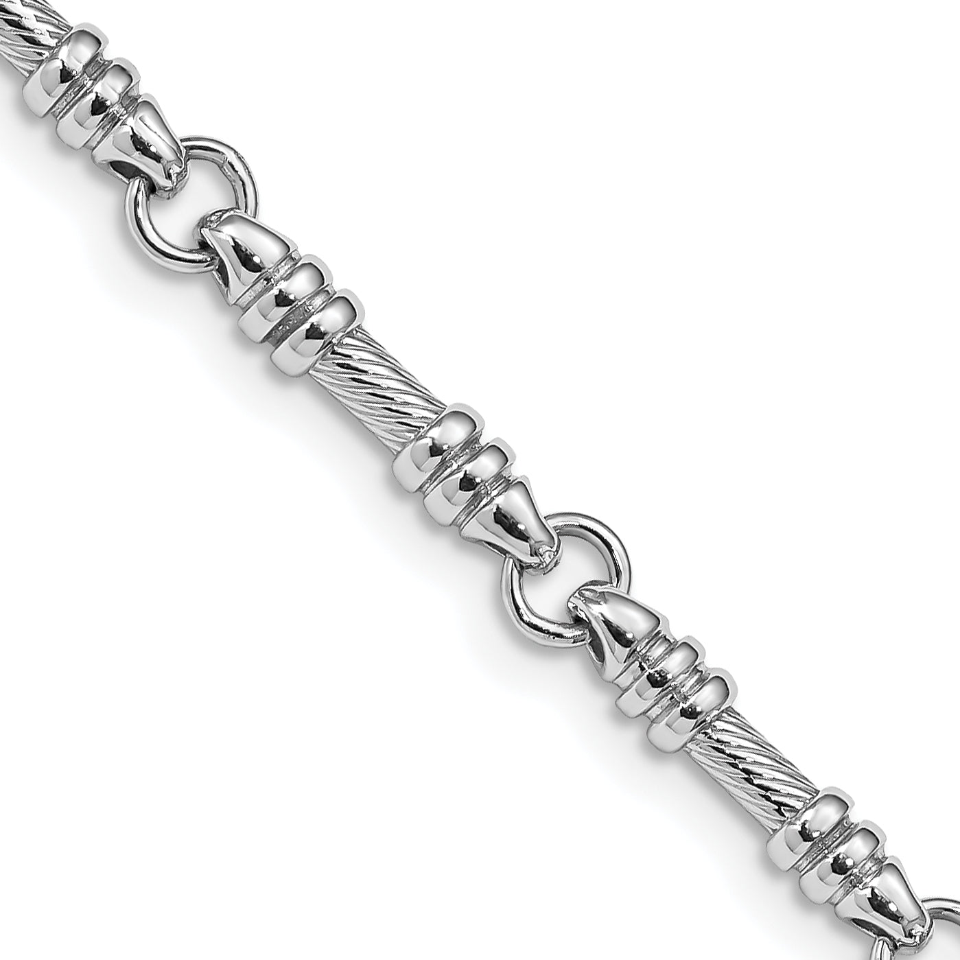 14K White Gold 18 inch 3.5mm Hand Polished and Textured Fancy Link with Fancy Lobster Clasp Chain WLK619