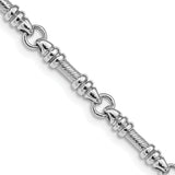 14K White Gold 18 inch 3.5mm Hand Polished and Textured Fancy Link with Fancy Lobster Clasp Chain WLK619
