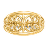 14K Fleur-De-Lis Tapered Filigree Ring K4606