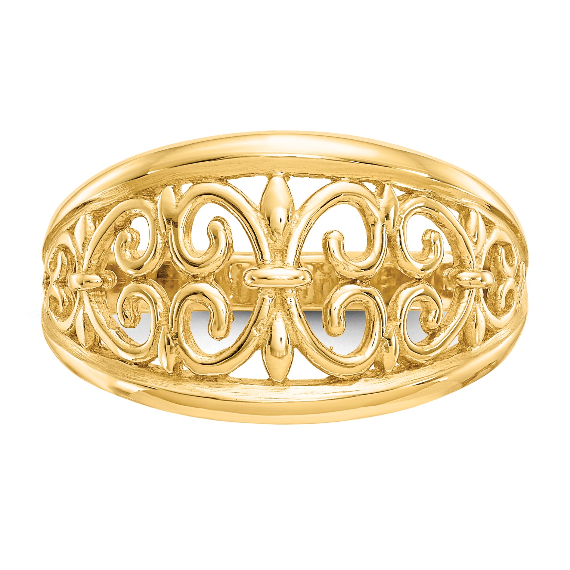 14K Fleur-De-Lis Tapered Filigree Ring K4606