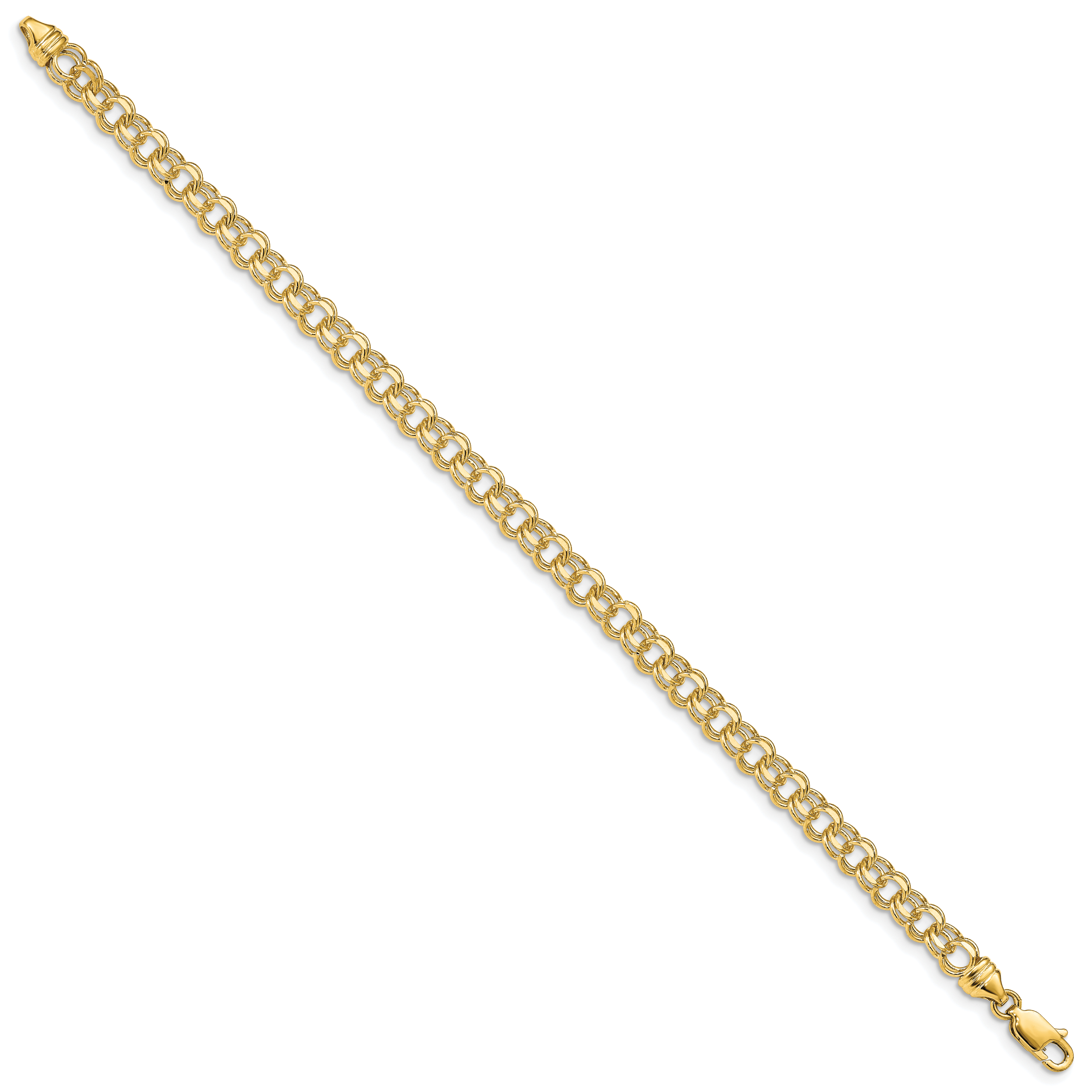14k 4.75mm Diamond-cut Solid Heavy Double Link 7 inch Charm Bracelet DOH16