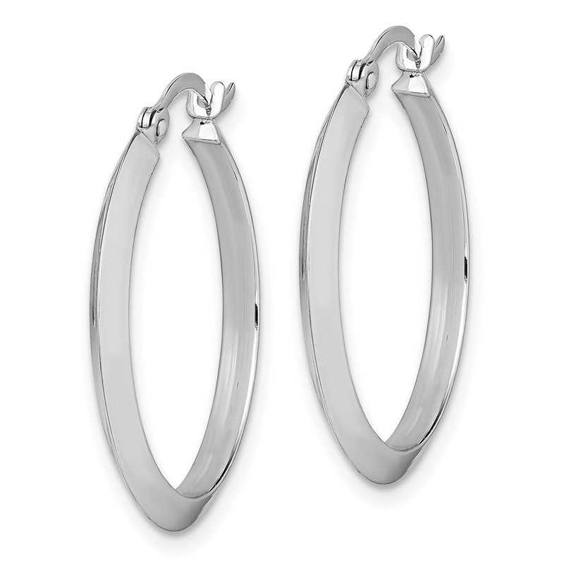 14K White Gold 2.25x25mm Polished Knife-Edge Tube Hoop Earrings TF1630W