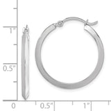 14K White Gold 2.25x25mm Polished Knife-Edge Tube Hoop Earrings TF1630W