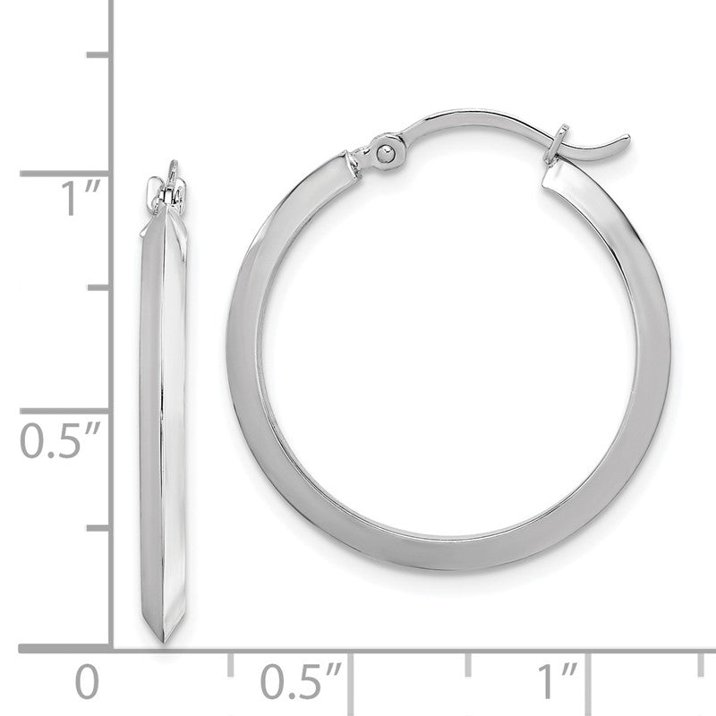 14K White Gold 2.25x25mm Polished Knife-Edge Tube Hoop Earrings TF1630W