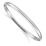 14k White Gold High Polished 5.00mm Hinged Oval Bangle Bracelet DB504