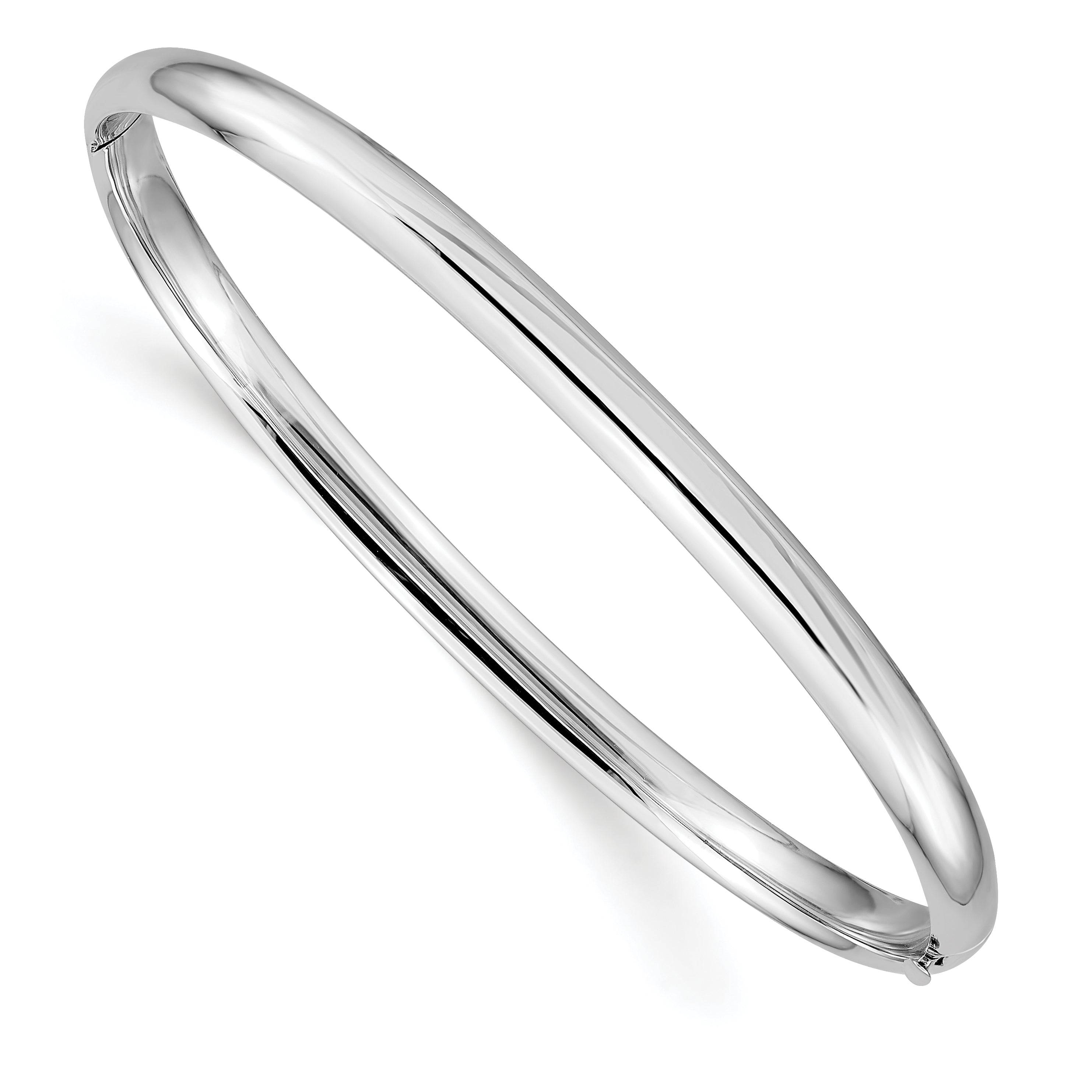 14k White Gold High Polished 5.00mm Hinged Oval Bangle Bracelet DB504