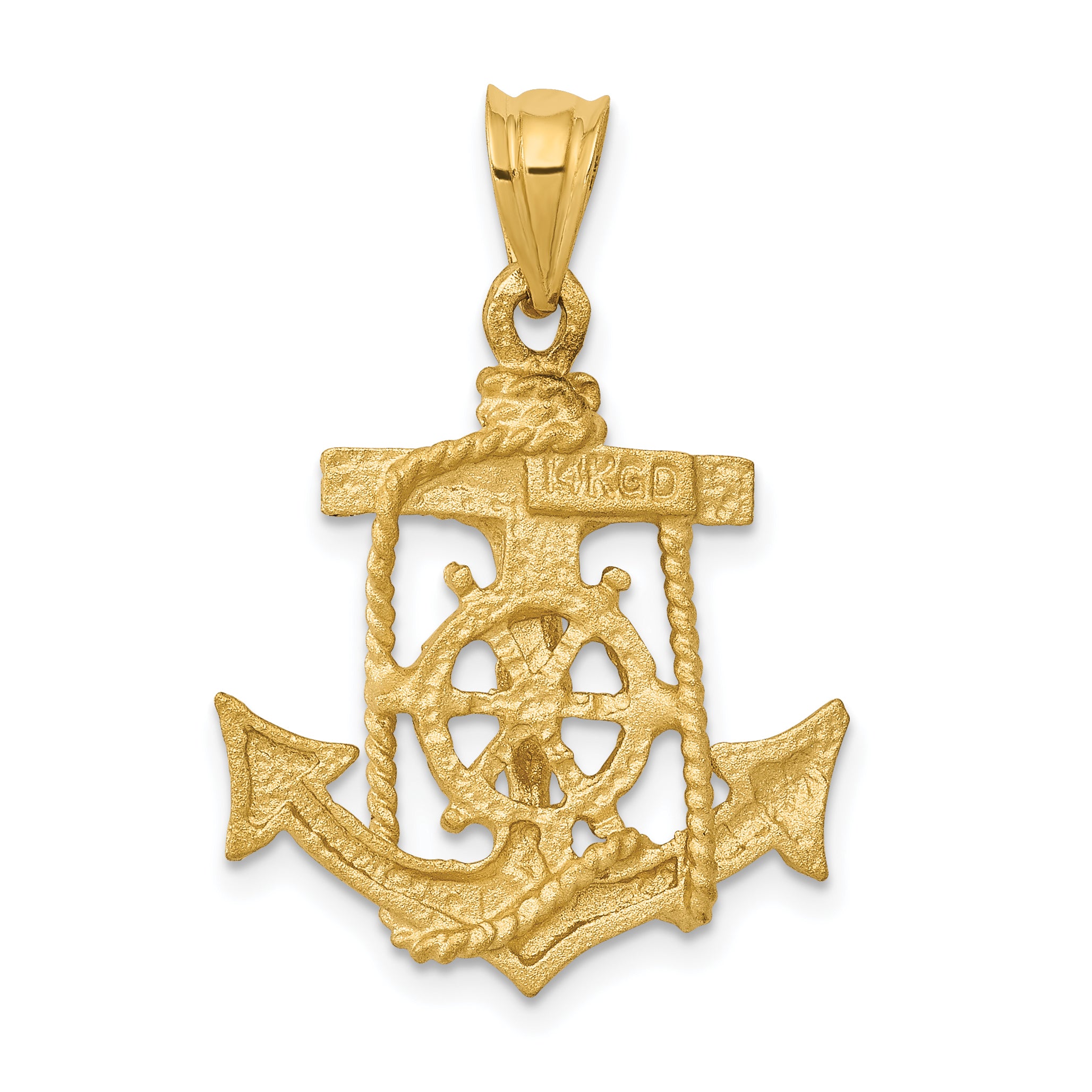 14k Satin Diamond-cut Mariners Crucifix Pendant C139